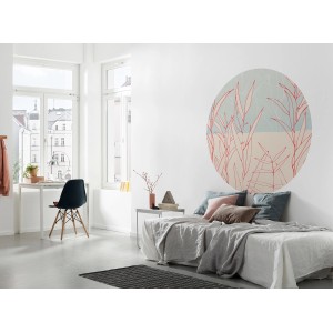 Selbstklebende Vliesfototapete Dot Grassland (Ø 125 cm) im Schlafzimmer.