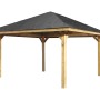 Weka Gartenlaube Paradies 5, 404x404 cm, Holzpavillon mit dunklem Dach.