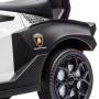 AIYAPLAY Kinderfahrzeug, weiß-schwarzes Quad mit schwarzem Rad, Lamborghini Logo und Seitenverkleidung aus Kunststoff.