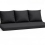 Schwarzes Setgarden Bankkissen-Set für 3-Sitzer Gartenbänke, bestehend aus Sitzkissen und 3 Rückenkissen.