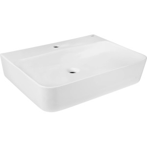 Weißes baliv Rockport Wand- & Aufsatzwaschtisch, 60 cm, mit Hahnloch. Modernes Design für das Badezimmer.