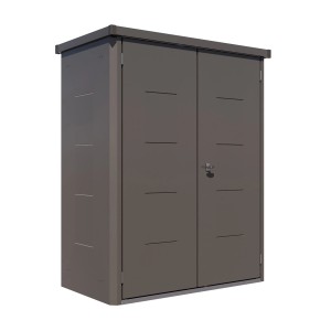 Anthrazitfarbener Gartenschrank Giarmadio (154x88 cm) aus Stahl mit Doppeltür und isoliertem Dach.