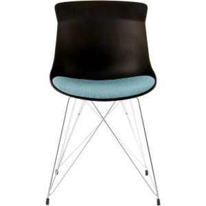 Kayoom Stuhl Emily 2er-Set, schwarz/petrol, mit verchromtem Metallgestell.