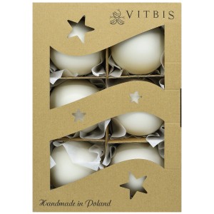 Vitbis Weihnachtskugeln 6-teilig Ø 8 cm Weiß Satiniert
