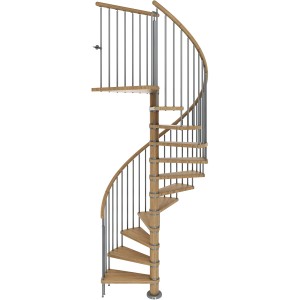Dolle Spindeltreppe Winnipeg Eiche geölt, Ø 120 cm, 14 Stufen. Wendeltreppe aus Holz und Metall.