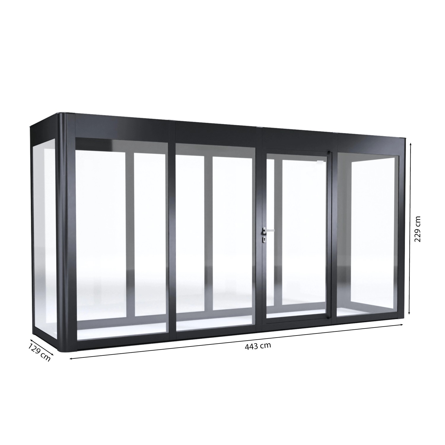 SunElements Gartenhaus SunGarden Energy 4.1, anthrazit-metallic, 5,7 m², mit Maßen.