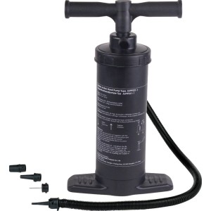 Happy People Doppelhubkolbenpumpe, Luftpumpe mit Bajonettverschluss und Nadelventil.