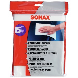 Sonax Poliervlies 15 Stück im Pack, Autopflege für glänzenden Lack ohne Kratzer.