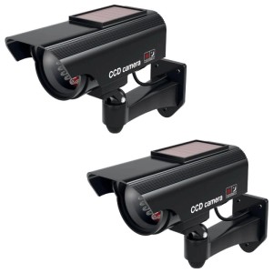 2er-Pack Basi CCD Solar Kamera Attrappe KA 311, schwarz, mit Wandhalterung.