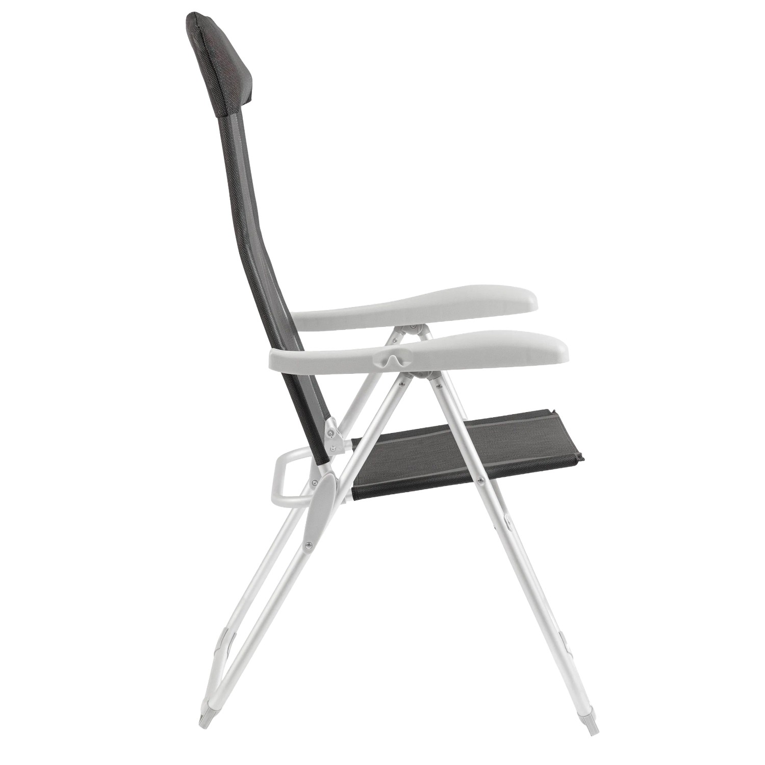 Anthrazitfarbene Yes Hochliege Cayo, 110x57x65cm, ideal für Garten und Camping.