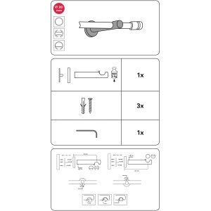 Gardinia Träger Chicago offen, schwarz-matt, für 20 mm Stangen, Montageanleitung.