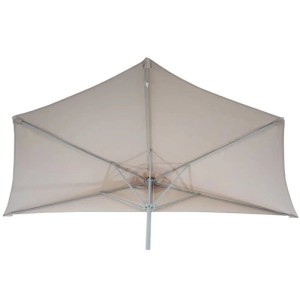 Halbrunder, creme-farbener MCW Sonnenschirm Lorca (270 cm) von unten.