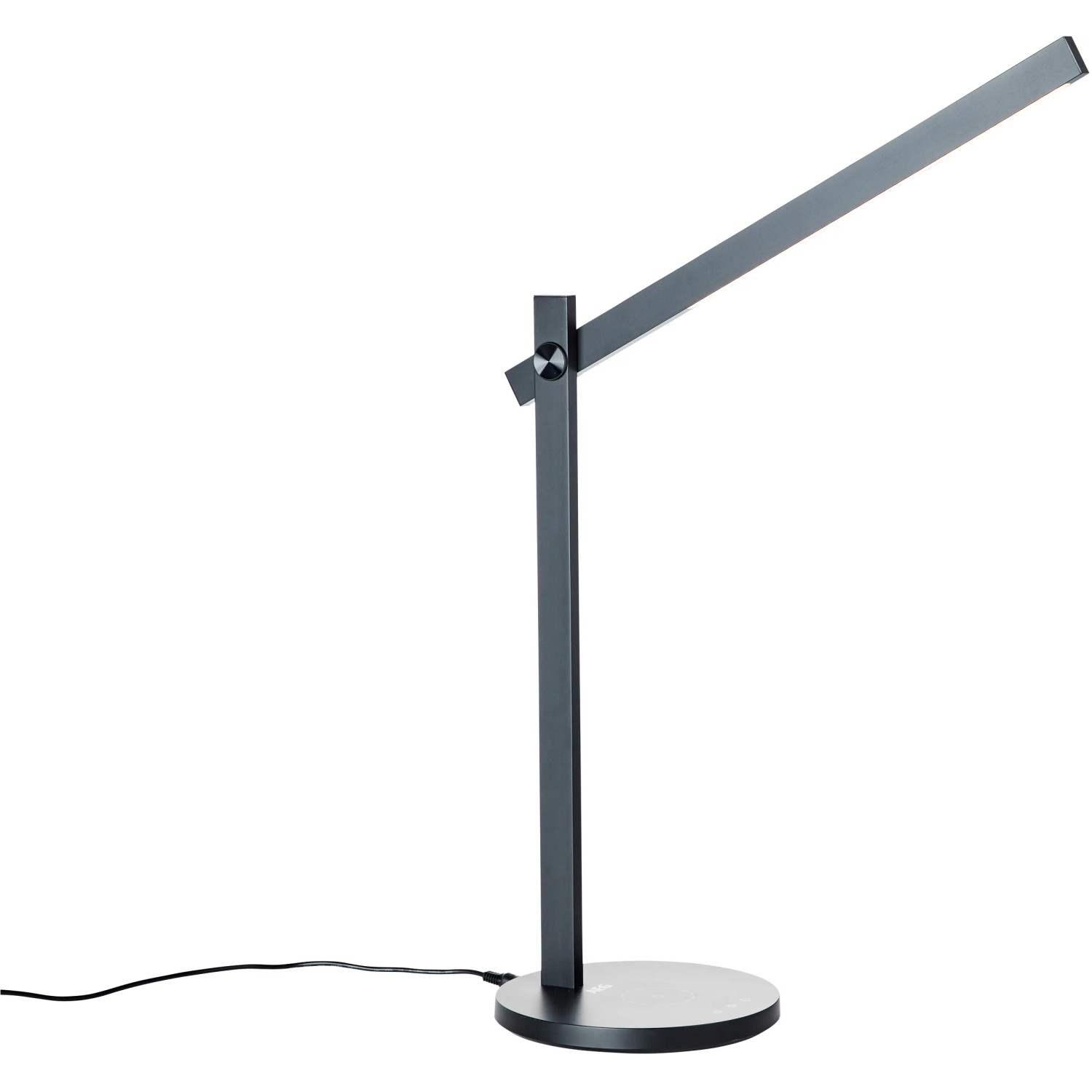 Schwarze LED-Schreibtischleuchte Devy von Brilliant mit verstellbarem Arm.