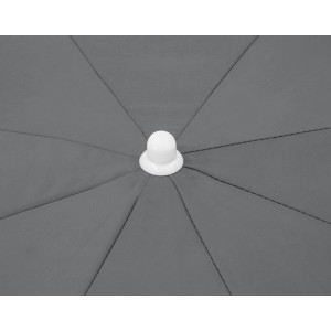 Detailaufnahme: Anthrazitfarbener Schneider Marktschirm (180x120 cm) mit Push-Up Mechanik.