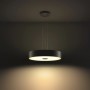 Schwarze Philips Hue White Ambiance Fair Pendelleuchte mit Dimmer, leuchtend.