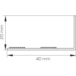 Abbildung eines weißen, selbstklebenden Winkelprofils 40x20mm, Fenster-Zubehör.