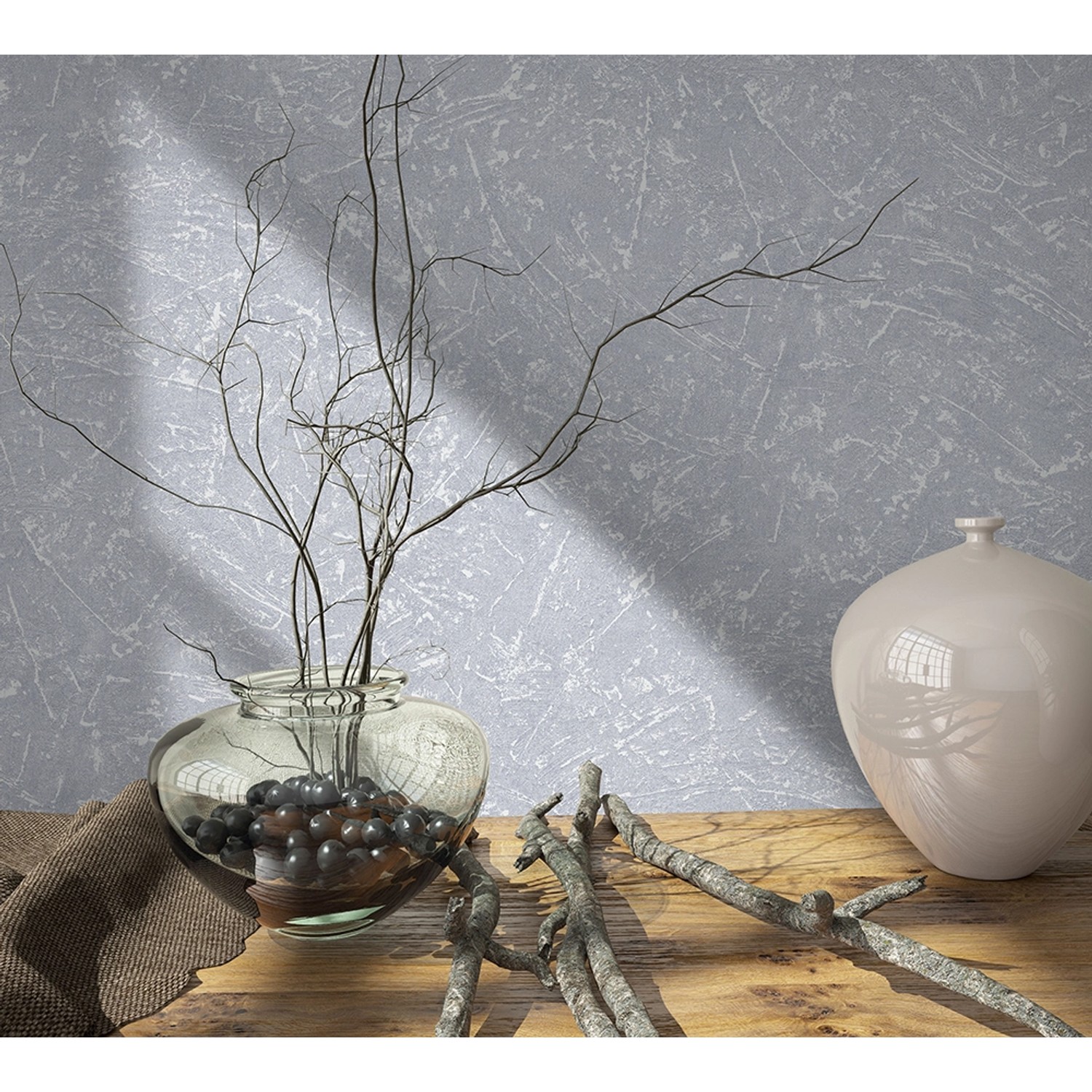 Graue Marburg Vliestapete Loft Superior mit Strukturmuster für moderne Raumgestaltung.