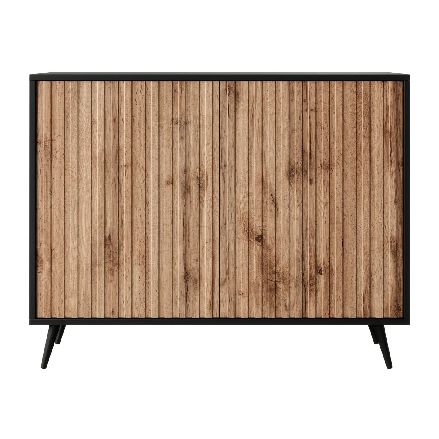 Selsey Sideboard Bello mit Lamellenfronten 104 cm Schwarz/Wotan Eiche_6