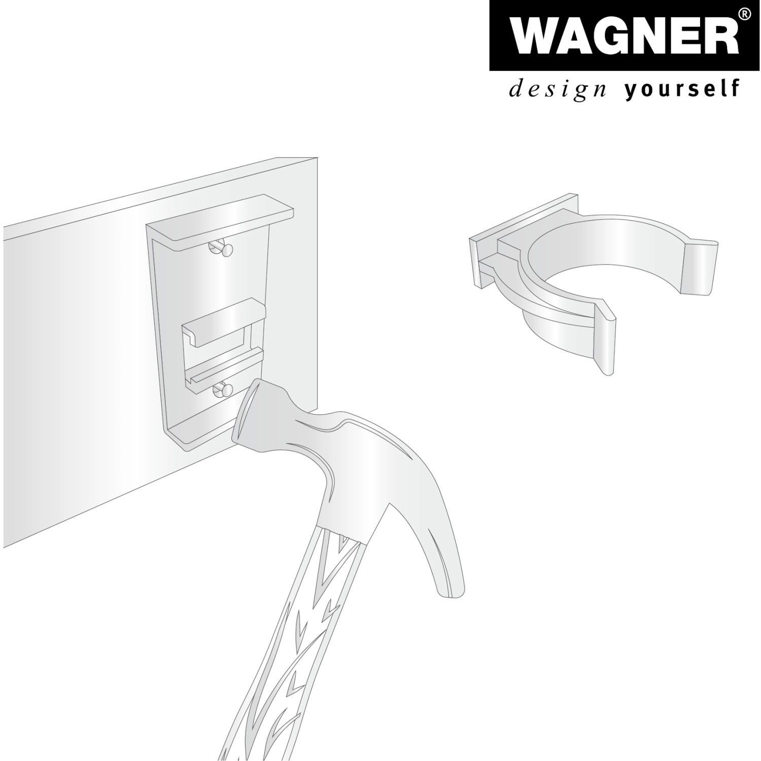 Wagner Befestigungsclips für Sockelverstellfuß Montage, 2er-Set für Möbelbeine.