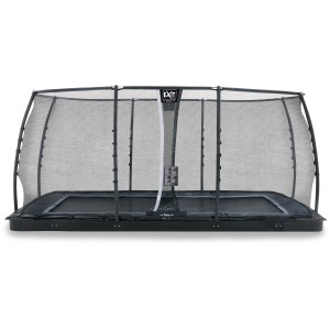 Schwarzes EXIT Dynamic Bodentrampolin 305x519 cm mit Sicherheitsnetz.