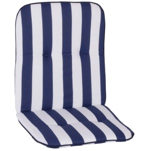 Beo Niedriglehner Auflage Elista, weiß-blau gestreift, für Gartenstühle.