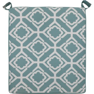 Quadratisches Sitzkissen Prata für Balkonstuhl, grün-ecru gemustert.