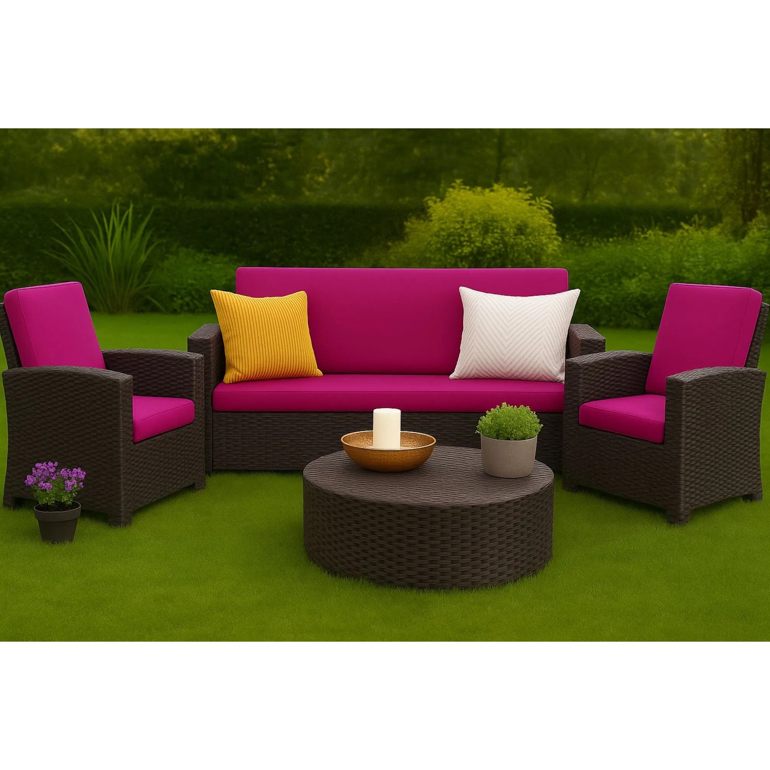 Setgarden Techno Gartenkissen, Rose, für 2-Sitzer Gartensofa, 110x50x50 cm. Bequeme Sitzkissen & Gartenstuhlauflagen.