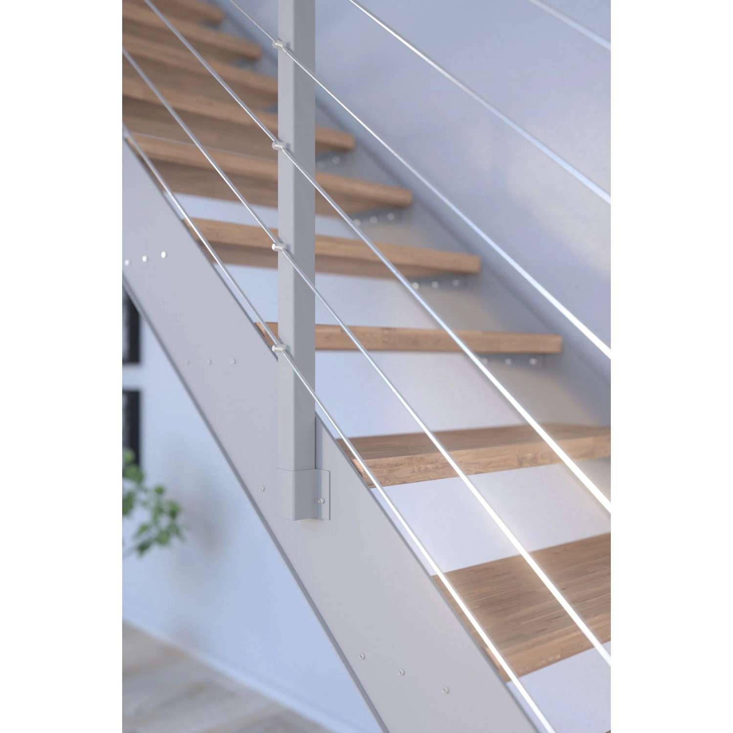Treppe Kos 12 Stufen Eiche Geölt 85 cm Metallgeländer Grau FSC®_6