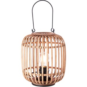 Brilliant Tischleuchte Woodrow, hellbraune Design-Lampe mit Tragegriff, Ø 21,5 cm.