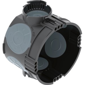 Schwarze Unterputz Gerätedose, 46mm tief, luftdicht für Schalter und Taster.