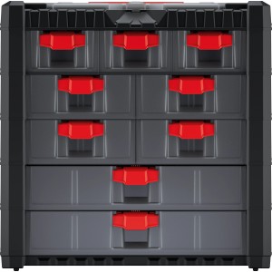 Kistenberg Werkzeug-Organizer Multicase Cargo, Aufbewahrungssystem mit Schubladen und Tragegriff.