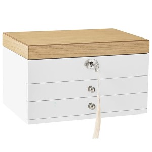 Songmics Schmuckkästchen Anicia, 3 Ebenen, weiß-beige, zur Aufbewahrung von Schmuck.