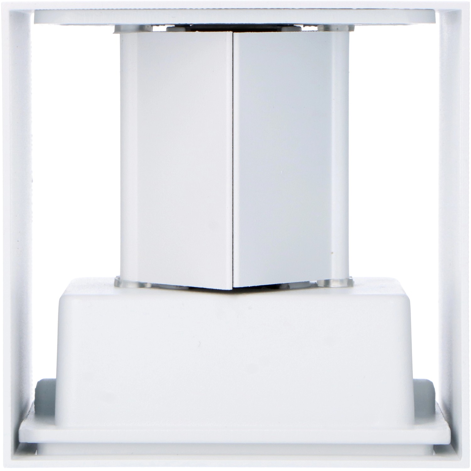 Weiße, eckige LED`s light Außenwandleuchte für stimmungsvolle Fassadenbeleuchtung.