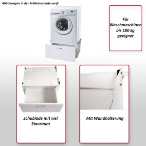 MCW Waschmaschinenunterschrank E50 Schublade 33x61x52cm Weiß