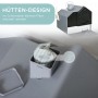PawHut Katzentoilette Hütten-Design, grau, mit Schaufel. Filter für Geruchsreduzierung im Schornstein.