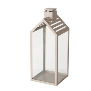Beige Boltze Home Laterne Cody Groß, 35 cm hoch, aus Metall und Glas.