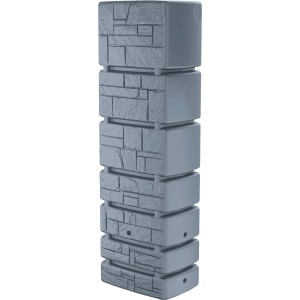 Graue Waterform Regentonne Tower Stone, 350 l, mit Steinoptik für den Garten.