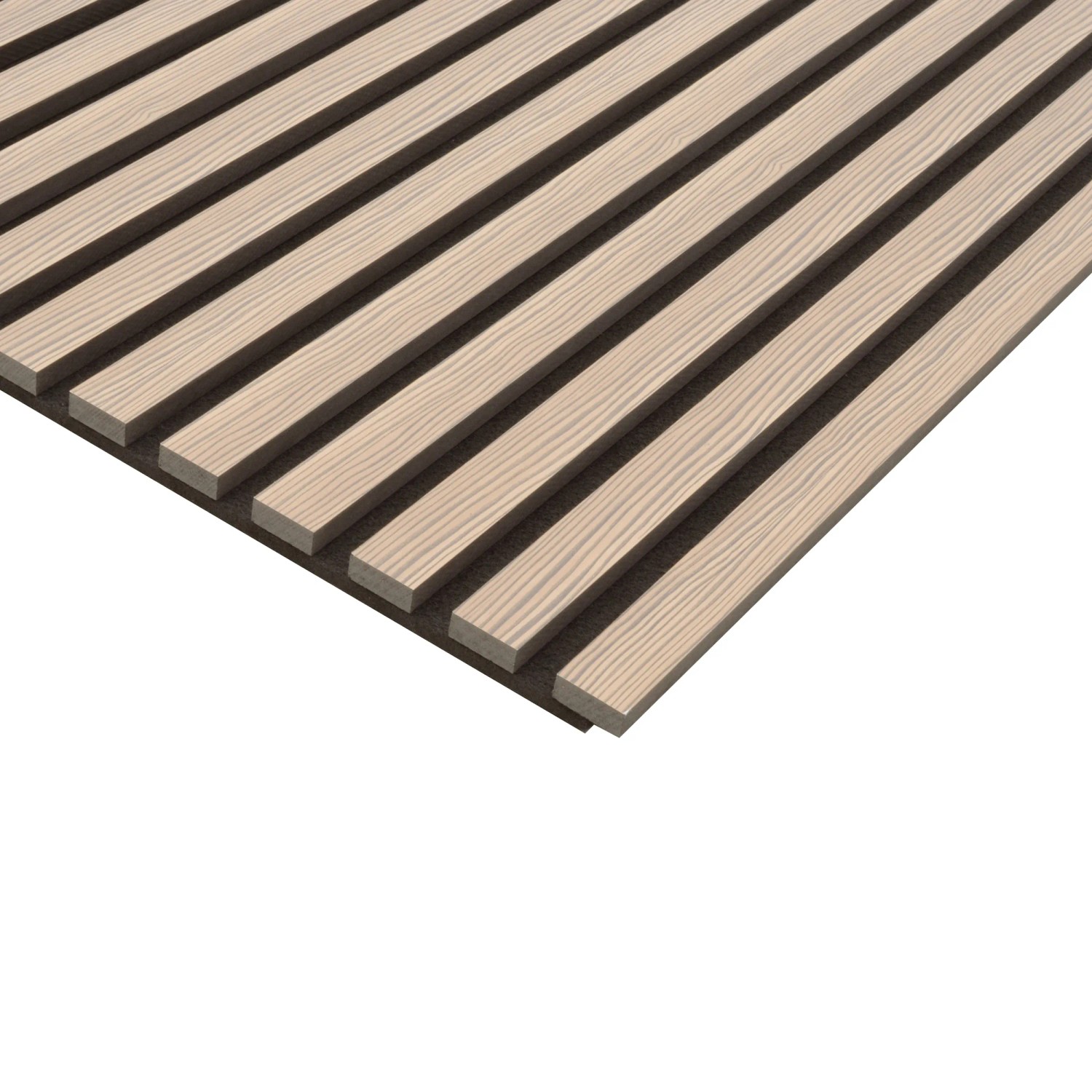 FN Acustico Akustikpaneel Zebrano, foliert, mit schwarzem Filz. Schallabsorbierende Wandverkleidung.