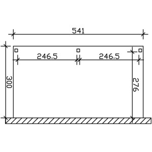 Technische Zeichnung des Skan Holz Carport Vogtland mit Maßangaben.