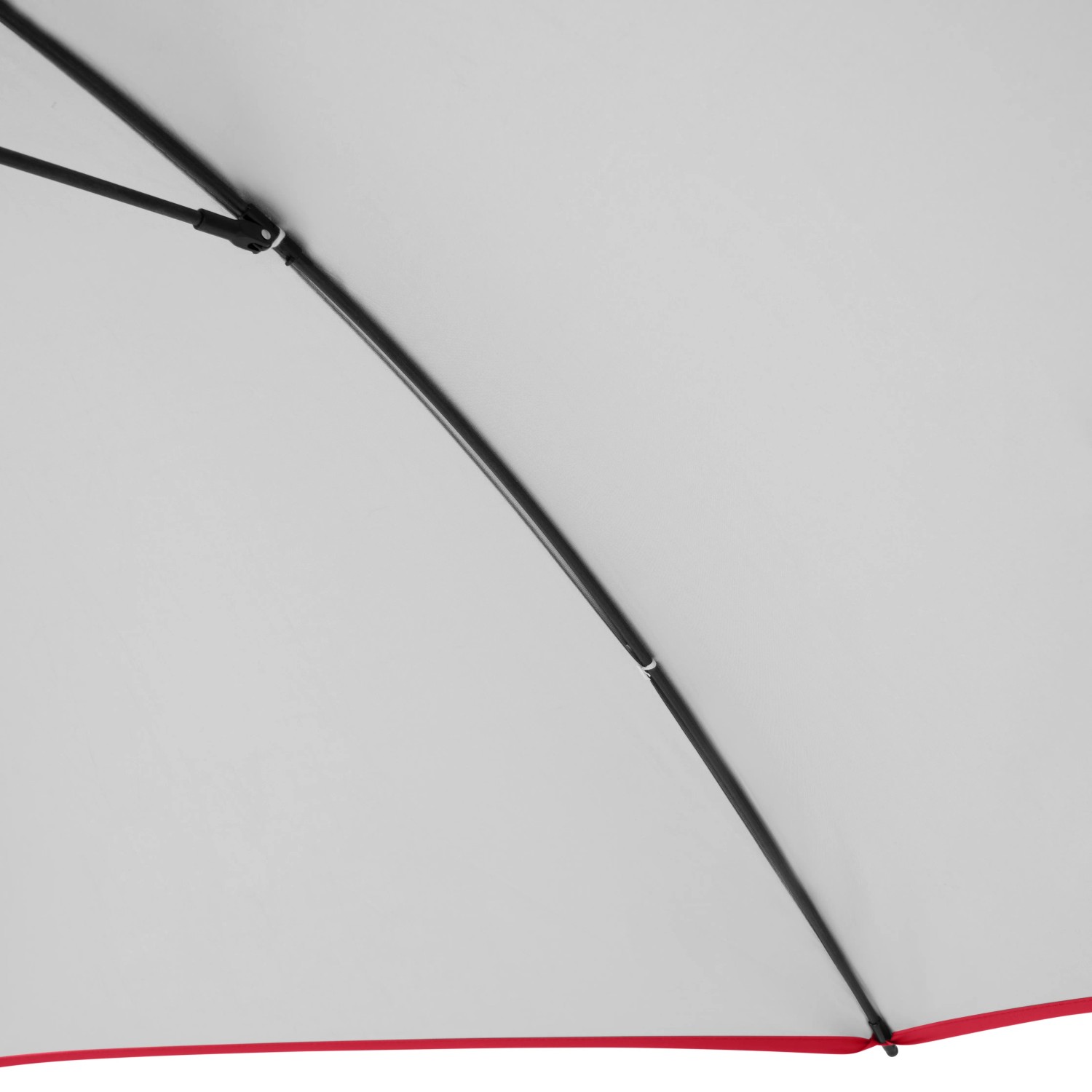 Detailaufnahme: Innenseite Doppler Strandschirm Windprofi Neo 200, rot, mit schwarzem Gestell.
