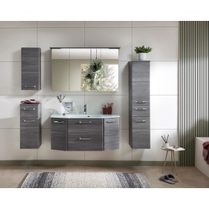 Pelipal Badmöbel-Set Quickset 328 Graphit 175 cm 5-tlg. Glaswaschbecken