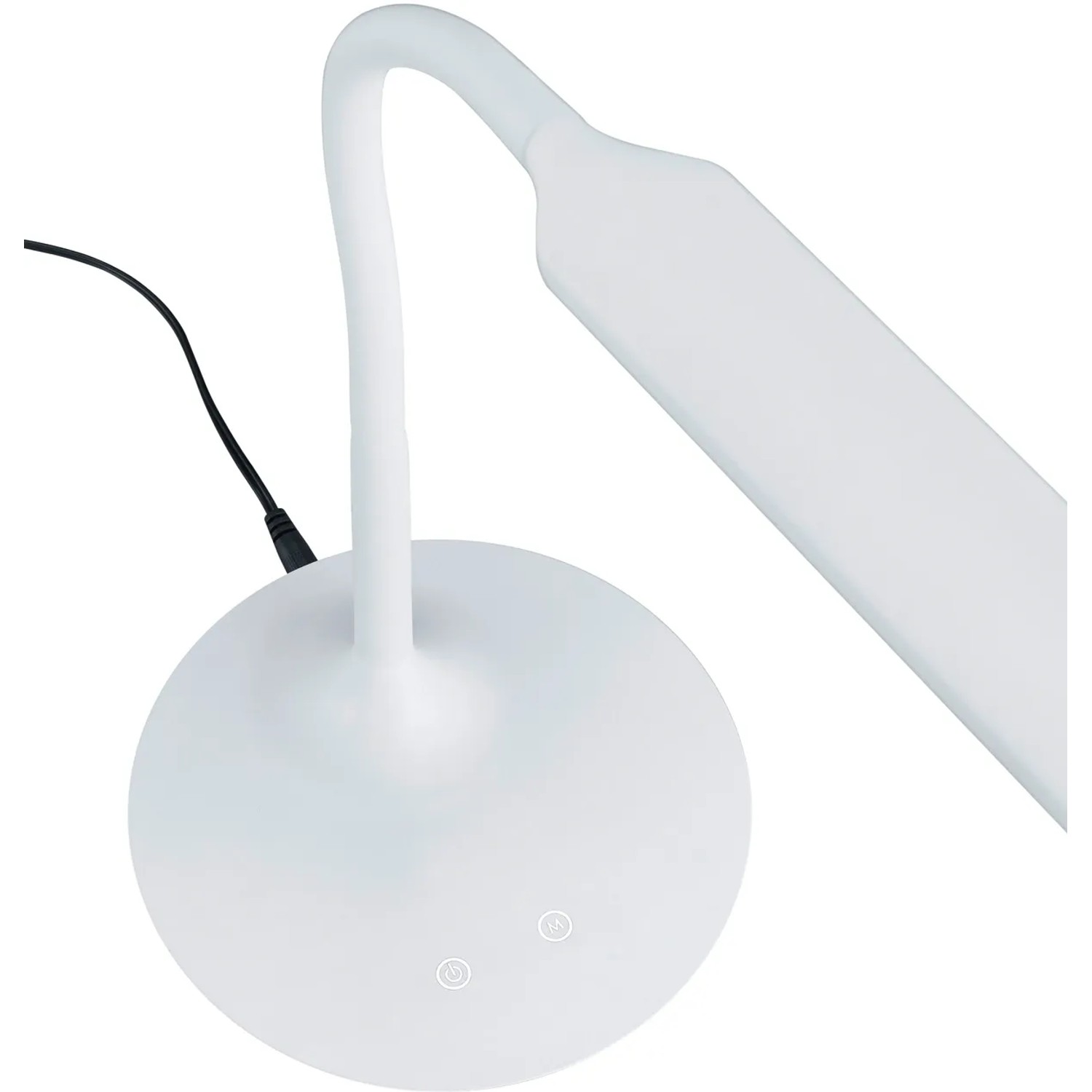 Weiße Trio LED-Touch-Tischleuchte Polo, Schreibtischlampe aus Kunststoff mit flexiblem Arm.