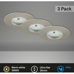 Briloner LED-Einbauleuchten Attach, 3er-Set, Nickel matt, für den Innenbereich.
