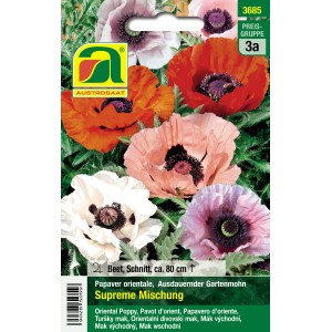 Austrosaat Gartenmohn Supreme Mischung, verschiedene Farben.