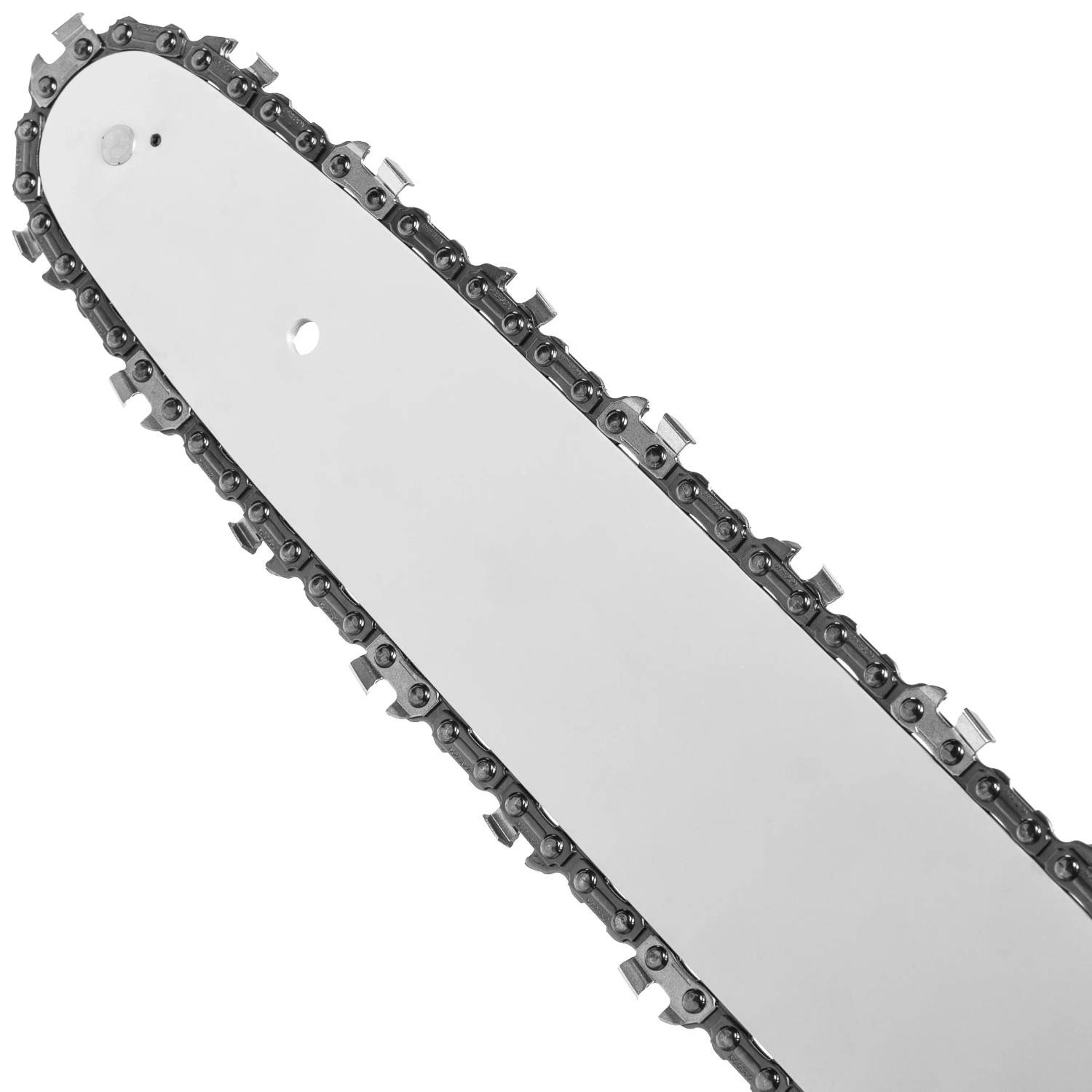 Detailaufnahme des Schwerts mit Kette einer Texas 20V Akku-Kettensäge CSX2020.