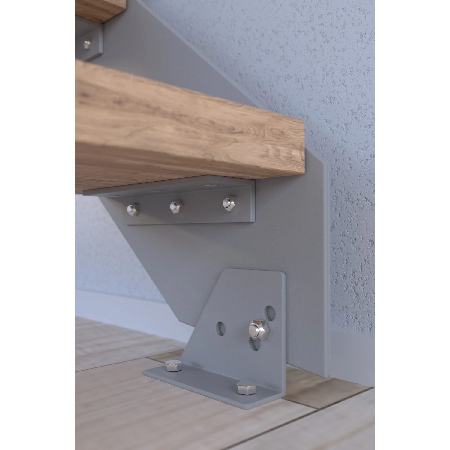 Treppe Kos 14 Stufen Eiche Rustik Natur 105 cm Metallgeländer Grau FSC®_5