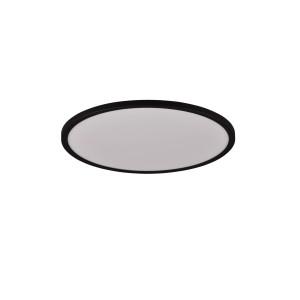 Schwarze, runde Reality LED-Deckenleuchte Aureo, 40 cm Durchmesser. Moderne LED-Panel für Wohnräume.