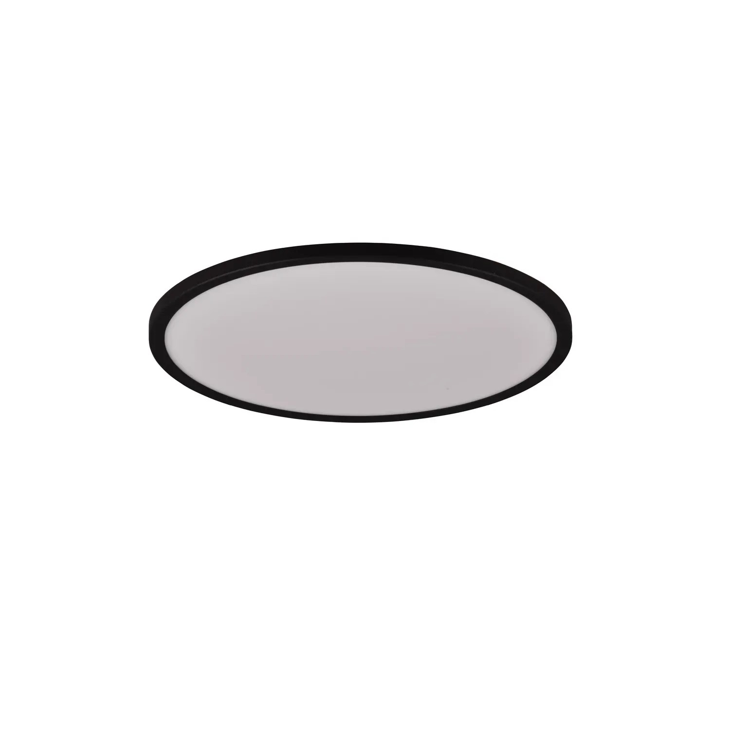 Schwarze, runde Reality LED-Deckenleuchte Aureo, 40 cm Durchmesser. Moderne LED-Panel für Wohnräume.