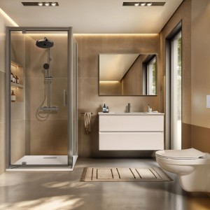 Ideal Standard Ceratherm T25+ Brausegarnitur A7210AA Chrom im modernen Badezimmer.