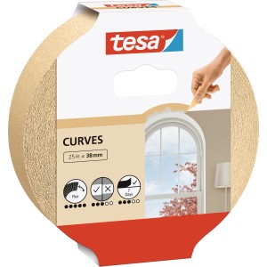 Tesa Malerband Kurven, 25m x 38mm, zum Abkleben von Rundungen und unregelmäßigen Formen.
